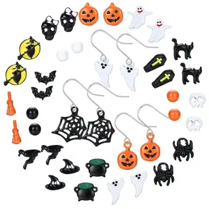 Milacolato 20 Pairs Halloween Earrings Set for Women Teen Bat Cat Witch Stud Earrings Spider Web Pumpkin Ghost Drop earrings Halloween Jewelry