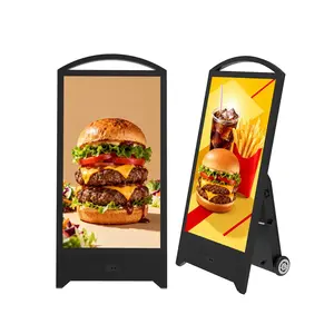 Pyimgus 43" Outdoor Digital Signage, Portable IP65 Waterproof Digital Signage Display with 2000nits High Brightness, Advertising Display with CMS and 1200Wh Battery, Split Screen, Android 11
