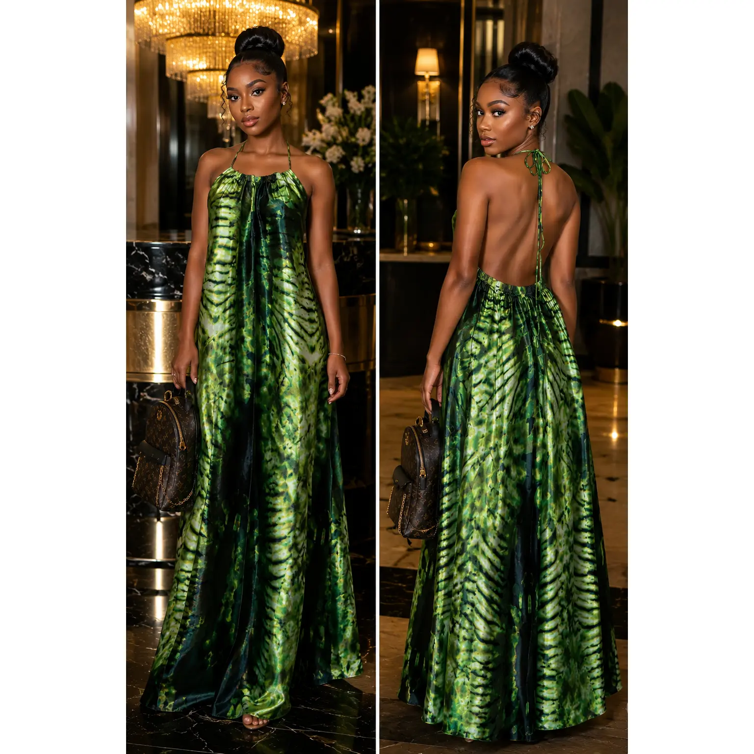 Elegant Backless Dress with Scarf - Perfect for Special Occasions