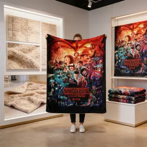 Stranger Things Theme Flannel Blanket, Ultra Soft Warm Sofa Bed Throw, Home Decor Bedding Accessory, Perfect Gift for Family Friends