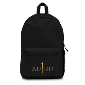 AU|RU Arrow Logo Backpack — Minimalist Gold Monogram Daypack