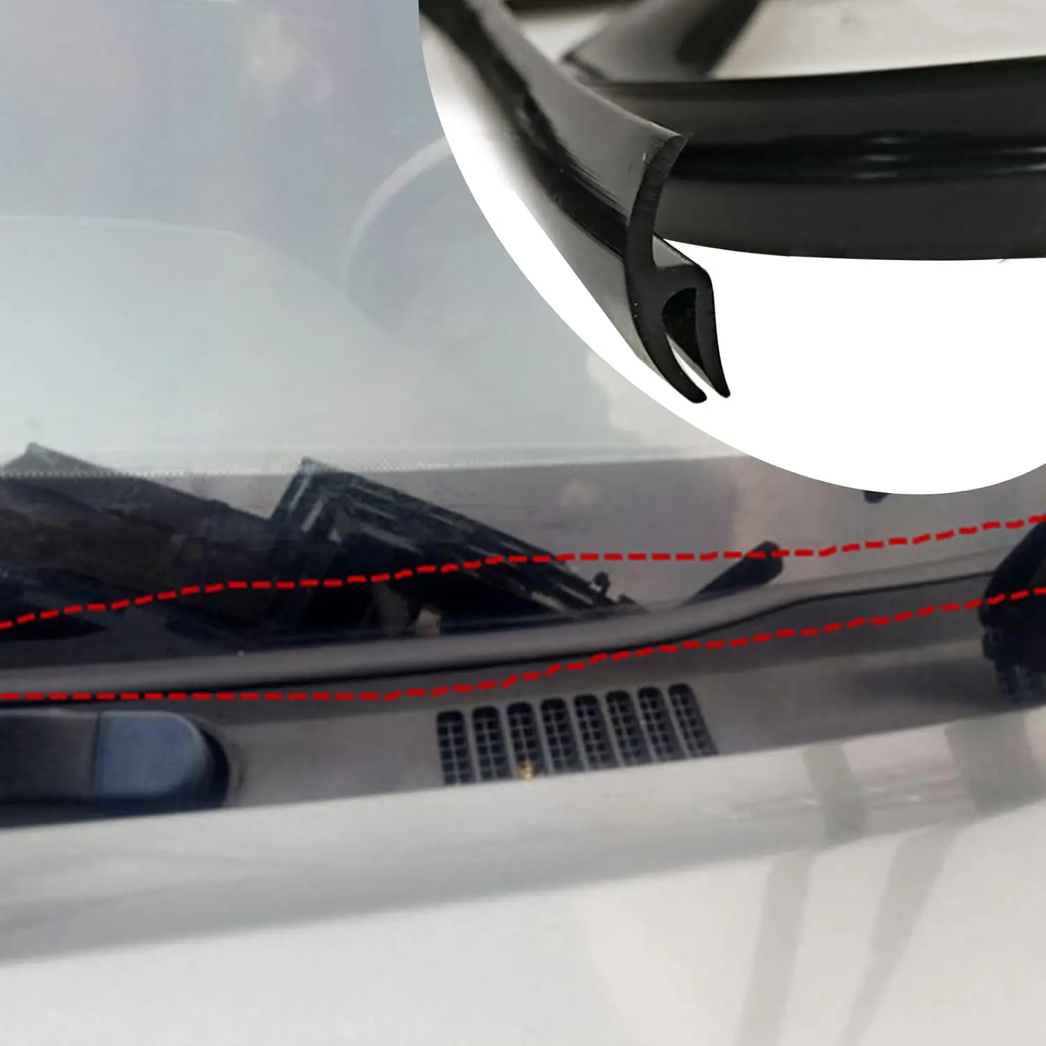 Automotive Weather Stripping, Windshield Waterproof Multi-Use Seal for Vehicles - 5.6FT/1.7M, 1PC (Sunroof, Front & Rear Applications)