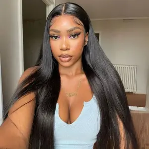 [Free Upgraded] Wear and Go Wigs 13x6 HD Lace Front Wigs Human Hair Glueless Wigs Human Hair Pre Plucked Pre Cut Upgrade Ear-to-Ear Frontal Straight Wigs for Women 180% Density Glueless Drawstring Wig with Tapes