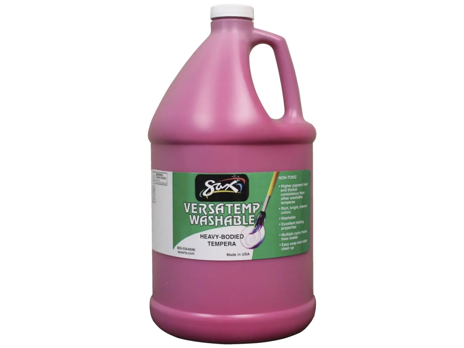 212 MAIN Sax Heavy-Body Tempera Paint Kit (1592686) - Magenta, 8 lbs (Gal Size), Creamy Consistency, Washable, Plastic Container, AP Non-Toxic, No Choking Hazard, Contains No Allergens, for Block & Screen Printing, All Ages