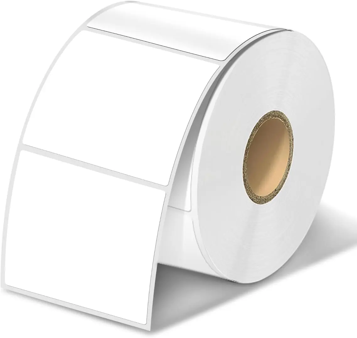 Square Thermal Label Stickers, 2"x2" (50.8mm x 50.8mm) Compatible with Multiple Thermal Printers Self-Adhesive Square Direct  Adhesive Thermal Labels, White, 500 Sheets/Roll