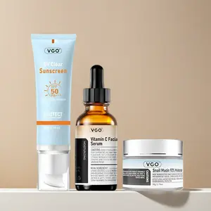VGO's All - in - One Sunscreen Skincare Set: Your Outdoor Shield! Features gentle hydrating snail cream, deep - nourishing VC serum, and high - protection SPF50/PA +++ sunscreen for worry - free outdoor fun.
