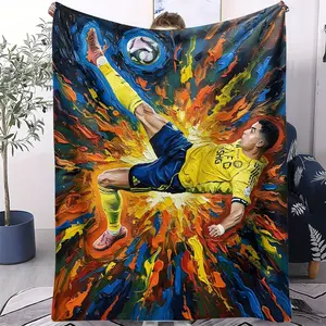 Soccer Printed Facecloth Blanket Featuring Soccer Superstar Cairo, Soft and Cozy For All Seasons