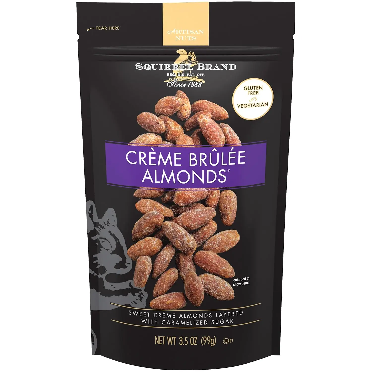 Creme Brulee Almonds, 3.5 OZ Resealable Bag High Protein Nut Snack