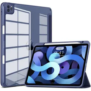 for iPad Pro 11 Inch 4th/3rd/2nd/1st Generation Case, iPad Air 11-inch / 5th / 4th Generation Case with Clear ,Pencil Holder,Auto Sleep/Wake,Camera Protection,Blue