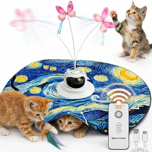 Interactive Automatic Rechargeable   -  Sensor - Fluttering Butterfly,  Wand &  and Seek - 360? Random Rotation - Starry Night Design with Remote Control