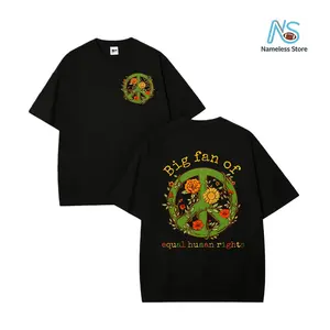 100% Cotton Big Fan of Equality  Human Rights Floral Peace Symbol Graphic T-Shirt, Bold Slogan Pro Democracy Equality Tee for Men Women