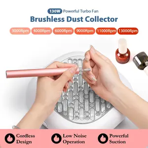Professional Nail Dust Collector Cordless, Portable Powerful Dust Suction Machine Manicure Pedicure Tool for Acrylic Nails Polishing Salon Home, Low Noise