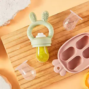 Baby Fruit Feeder with Breastmilk Popsicle Molds, 2 Counts Silicone Frozen Feeder for Teething Relief, Fresh Food Feeder Pacifier for Safe Infant Self Feeding Newborn