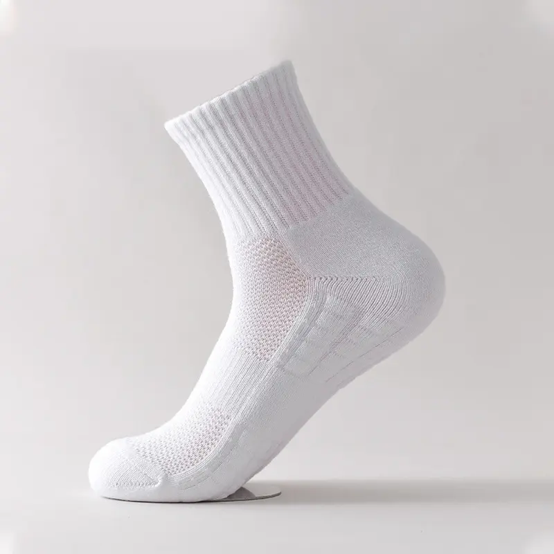 Men's High Cotton Ankle Height Sports Athletic Socks, Terry Towel Bottom Cushioned, Absorbent, Sweat-Wicking, Odor-Resistant, 7A Antibacterial, Breathable Mesh, Arch Support, Shock-Absorption, Multiple Packs for Basketball, Running