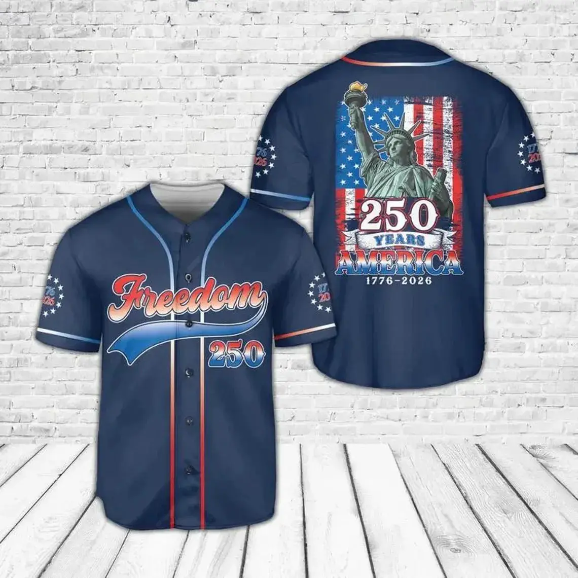 Delivered after July 4th-USA Patriotic Baseball Jersey, Freedom 250 Years USA Shirt, 250th Anniversary Celebration 1776–2026 Baseball Baseball, Patriotic USAn Flag Jersey