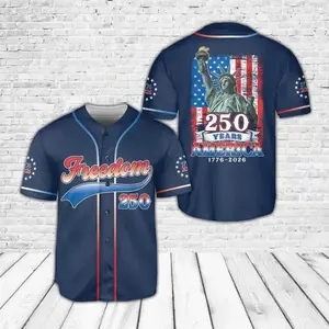 USA Patriotic Baseball Jersey, Freedom 250 Years USA Shirt, 250th Anniversary Celebration 1776–2026 Baseball Baseball, Patriotic USAn Flag Jersey