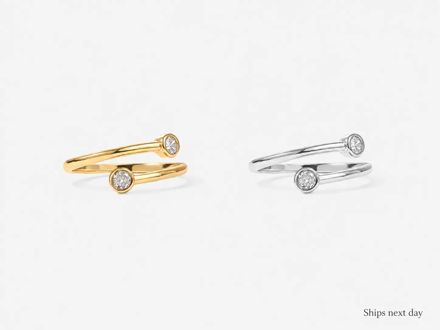 Dainty Open Eternity Ring, Adjustable Diamond Ring, 14K Gold Stackable Ring, Minimalist Gift for Her