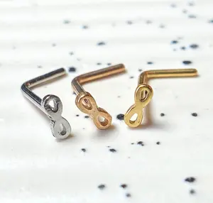 3pcs Infinity Style L-Bend Nose Rings 316L Surgical Steel Ion Plated