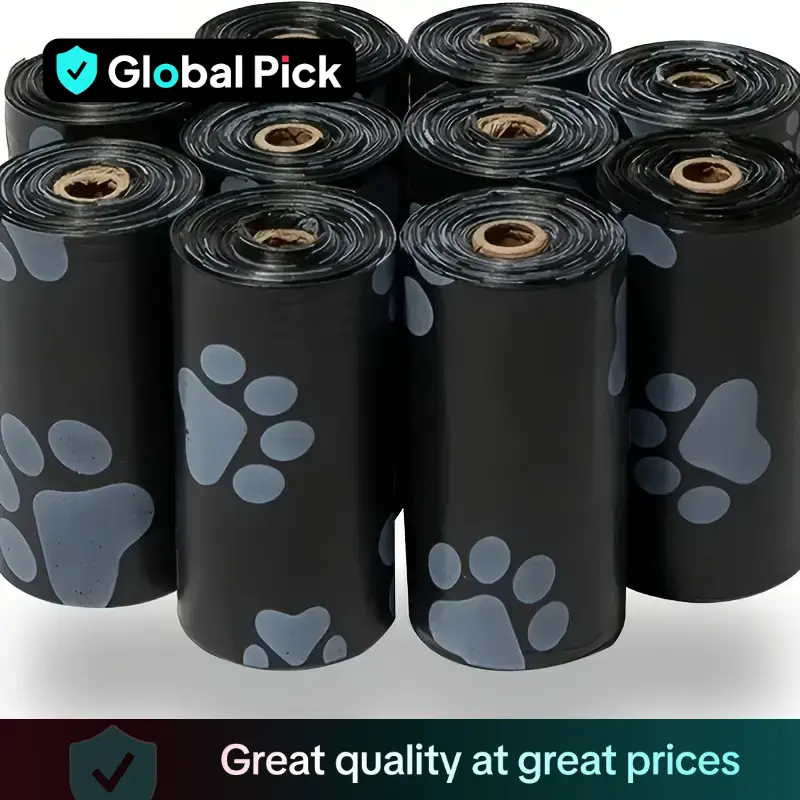 Dog Poop Bag, 5 Rolls/75pcs Leak Proof Dog Poop Bag with Paw Print Design, Pet Waste Bag, Pet Cleaning Supplies for Outdoor Walking