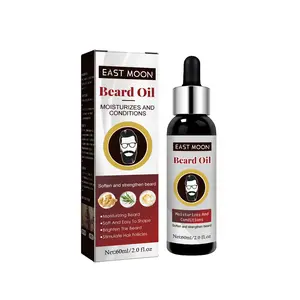 East Moon Men's Beard Care Oil for Hair Thickening & Moisturizing with Grapeseed & Ginger Root Oils 60ml Lightweight Non-Greasy Serum for Beard & Hair Growth - Hydrate