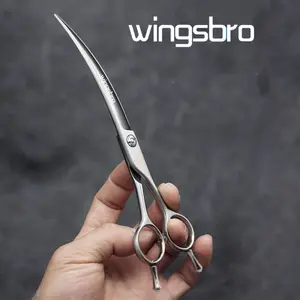 Wingsbro Pet Grooming Scissors, 7.5 Inch Curved Scissors for Dog Hair Trimming, DIY Pet Hair Design Tool, Professional Pet Care Supplies