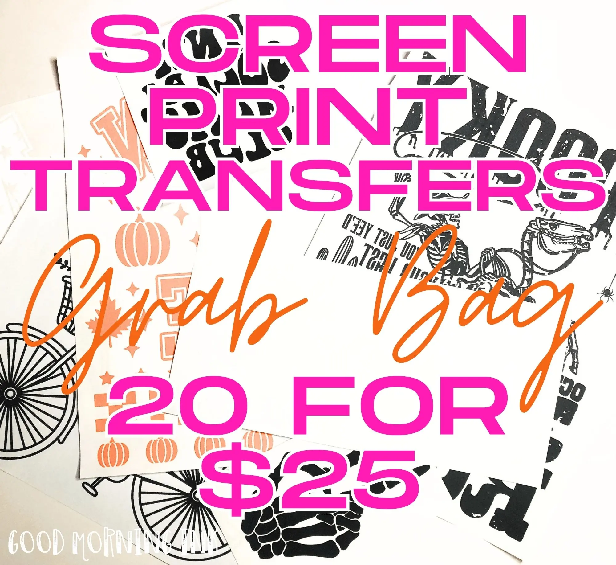 Grab Bag of 20 Screen Print Transfers