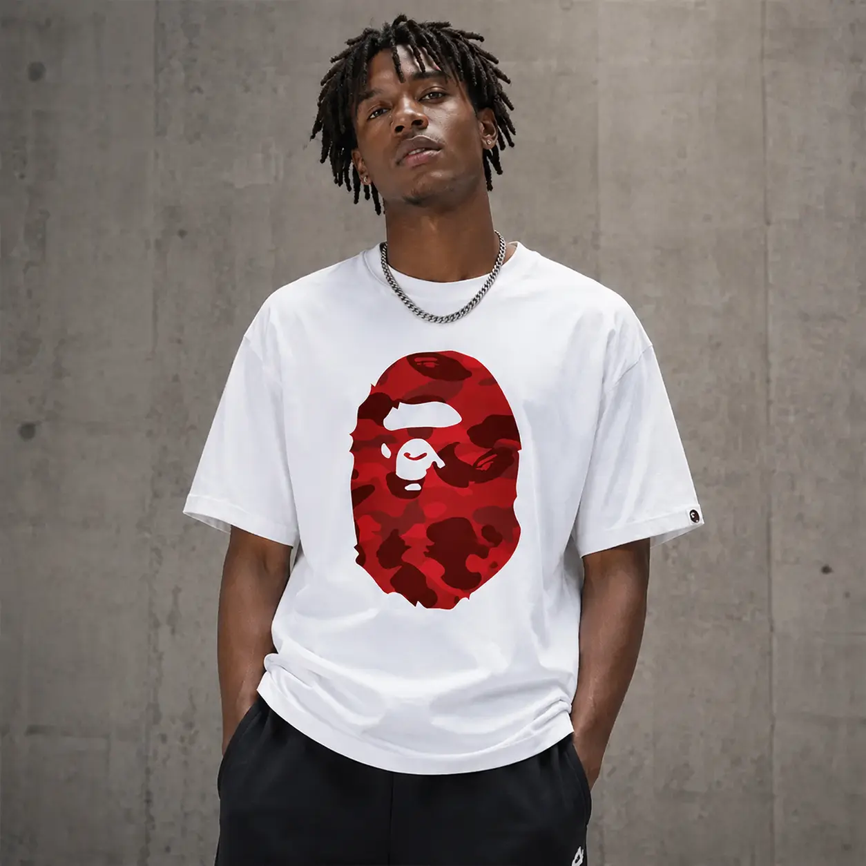 BAPE Color Camo Big Ape Head Tee 'White/Red'