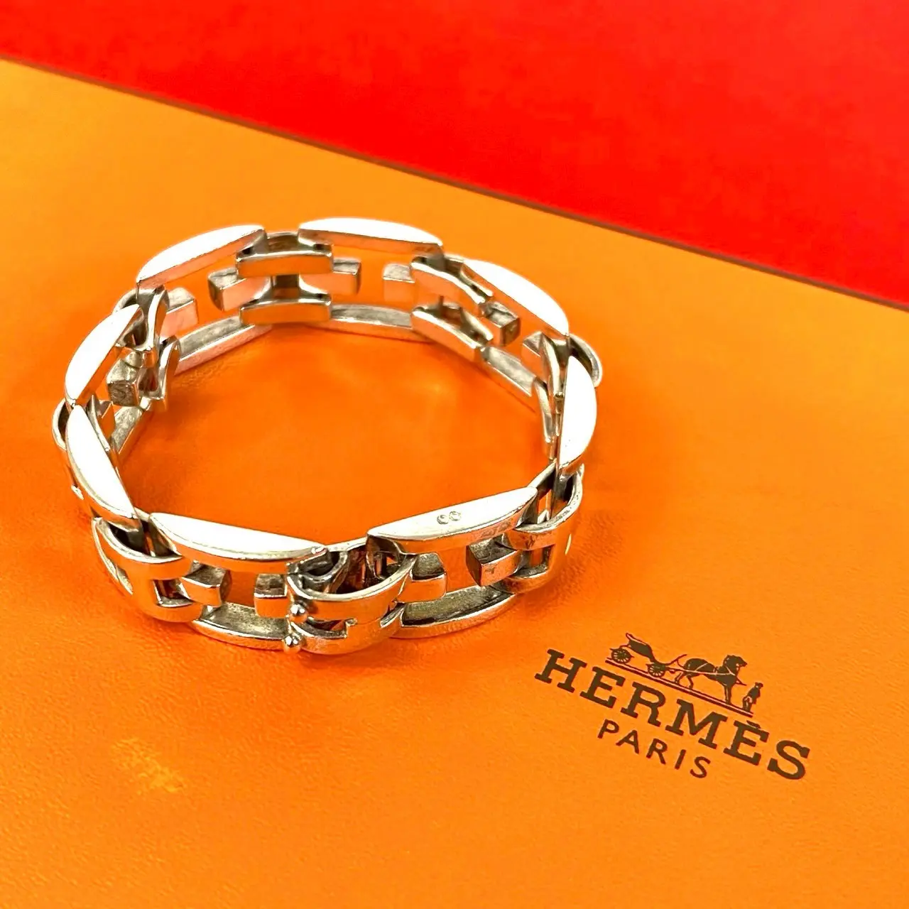 Pre-owned HERMÈS Sterling Silver 925 (Ag925) Small Leather Goods Hermes Silver Bracelet