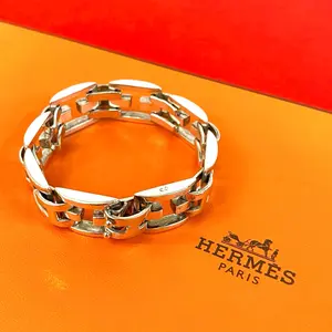 Pre-owned HERMÈS Sterling Silver 925 (Ag925) Small Leather Goods Hermes Silver Bracelet
