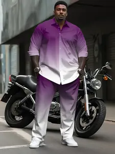 Plus Size Men's Long-Sleeve Two-Piece Suit Set Gradientcolor design Comfortable fabric Relaxed fit for casualeveryday wear at home or out Suitable for men Two-piece36 SKU: suit Mature men's attire Elegant gentleman style