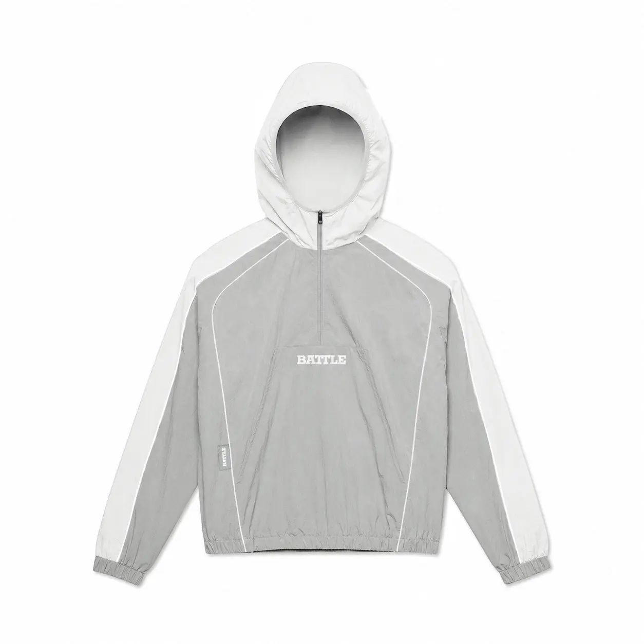 Men's Oversized Nylon-Mesh Embroidered Windbreaker - Dry in Mesh, Hood with Zip, Hand Pockets with Zips, Adjustable Elastic Hem, Breathable Everyday Protection Casual Lifestyle Menswear Top Jacket