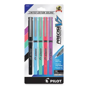 Pilot PIL16991 Precise V7 Roller Ball Pen - Stick - Fine 0.7 mm - Limited Edition Assorted Ink & Barrel Color - Pack of 5