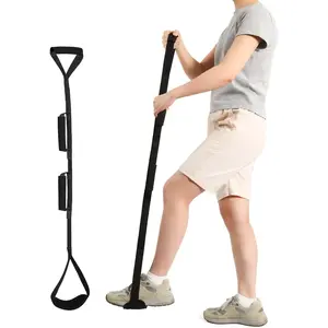 42 Inch Long Leg Lifter Strap with 3 Soft Hand Grips & Soft Foot Pad, for After Hip Replacement, Getting Legs in and Out of Bed, Wheelchair, Car (42" Black)