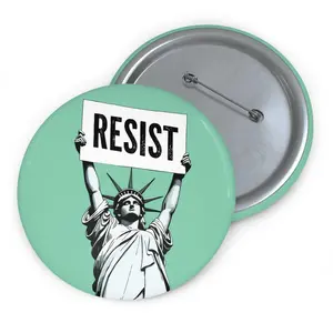 RESIST Green Pin Buttons, Retro Statue of Liberty Pin Buttons, Anti-Trump Button, Anti-DOGE Pins, Pro-Democracy Pin, Pro-Equality Pin, Feminist Pin