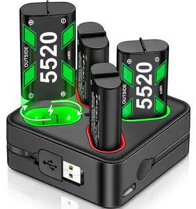 ESYWEN Upgraded 4 Slot Battery Charger For Xbox Series S/X/Xbox One S/X Not for Xbox 360 Controller 4x5520mWh(2300mAh) Rechargeable Battery Packs TYPE-C LED Charging Station