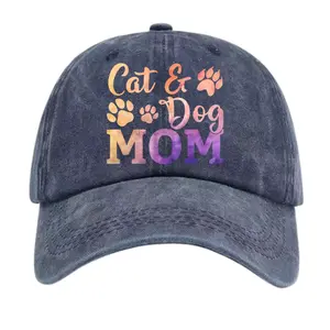 "Cat & Dog MOM" Letter, Paw Print Baseball Cap, Pet Walking/Cat & Dog Owners