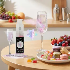 Edible glitter powder, iridescent, spray bottle nozzle, food-grade glitter dust, food coloring glitter dust, gloss powder, suitable for cookies, beverages, candy, Easter, cake decorations, iridescent.