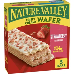 "Nature Valley Strawberry Crispy Creamy Wafer Bars, Made With Whole Grain, 5 Bars, 6.5 oz Box "