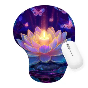 Lotus Butterfly Design Silicone Wrist Rest Mouse Pad Desktop Accessory - 8.98*7.56inch - Ergonomic Support for Office Home Computer Use, Perfect Gift for Office Workers & Students