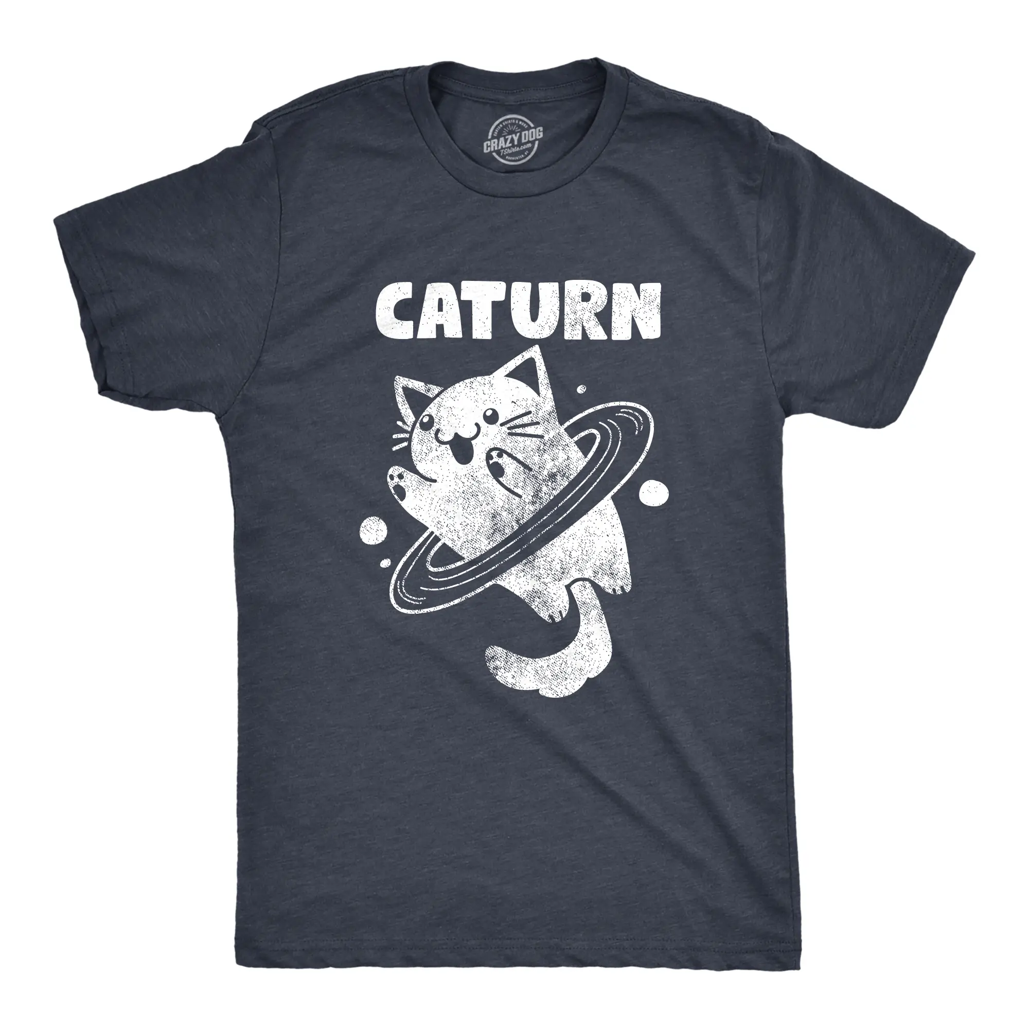 Mens Caturn T Shirt Funny Cute Saturn Kitten Planet Rings Outerspace Tee for Guys Mens Funny T Shirts Cool Vintage Fashion T-Shirt Gift Classic Menswear Space Apparel for Men Funny Cat Short Sleeve Novelty Tees Navy -