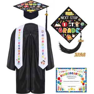 Kindergarten Graduation Cap and Gown - Preschool Graduation Cap and Gown with Stole Certificate for Kids 2026