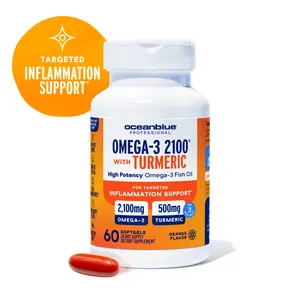 OceanBlue Professional Omega-3 2100 with Turmeric – Triple Strength Burp-Free Fish Oil for Heart Health, Joint Support Supplement