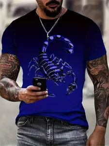 Men's 3D Print Scorpion High-Definition Pattern T-Shirt Casual Short Sleeve Summer Outdoor Wear Sweatshirt Top