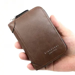 Business and Leisure Men's Zipper Corner Guard Organ Card Bag Card Set Solid Color Generous Practical Change Certificate Handheld Card Bag