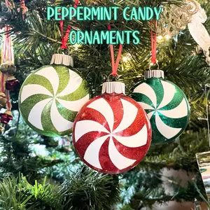 Peppermint Candy Christmas Glitter Ornament for Festive Home Decor - Decoration