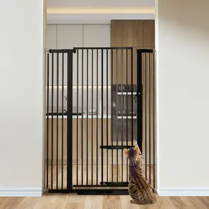 55.1" Extra Tall Pet Gate for Cats, 29.5-40.6" Extra Wide Cat Gate with Adjustable Cat Door, Pressure Mounted Easy Walk Through Pet Gate with Door for Stairs, Doorways, Kitchen