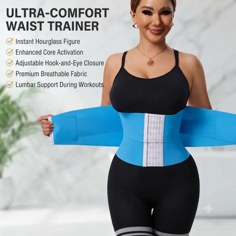 Women's Triple Wrap Waist Trainer Belt, High Elastic NylonTummy Control Waist Cincher with Multi-Row AdjustableHook & Eye Shaping Girdle