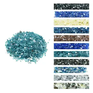 VEVOR Fire Glass, 20 LBS/ 9 KG High-Temperature Resistant Fireplace Rocks, 1/2-Inch/ 12.7 mm Reflective Smokeless Firepit Glass Rock, High Luster Stone Landscaping for Fire Pit Table, Aqua Blue
