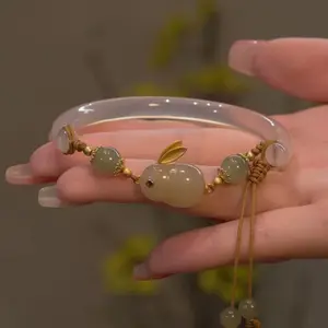 Original New Chinese Style Money Rabbit Satin Bracelet Handmade Adjustable Snake Year Gift High Value Best Friend