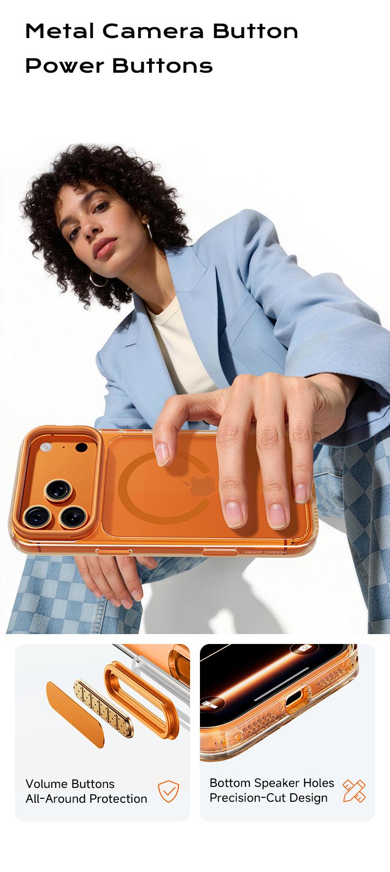 MAGICJOHN iPhone 17/17 Air/16/15 Pro Max Kickstand Case – Multi-Angle Adjustable Lens Stand with Raised Camera Protection